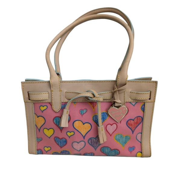 Dooney & Bourke Handbags - Dooney & Bourke Vintage Y2K Crayon Heart Mini Tassel Tote Satchel Italy